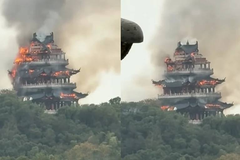 په چین کې ۱۵۰۰ کلن تاریخي معبد په لویه اورلګیدنه کې ونړېد