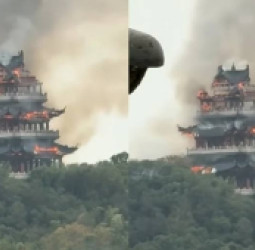 په چین کې ۱۵۰۰ کلن تاریخي معبد په لویه اورلګیدنه کې ونړېد