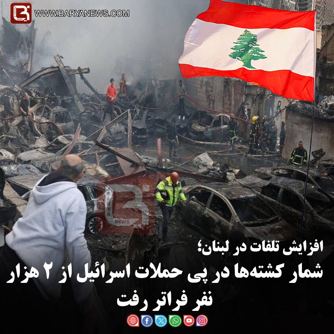 افزایش تلفات در لبنان؛   شمار کشته‌ها در پی حملات اسرائیل از ۲ هزار نفر فراتر رفت