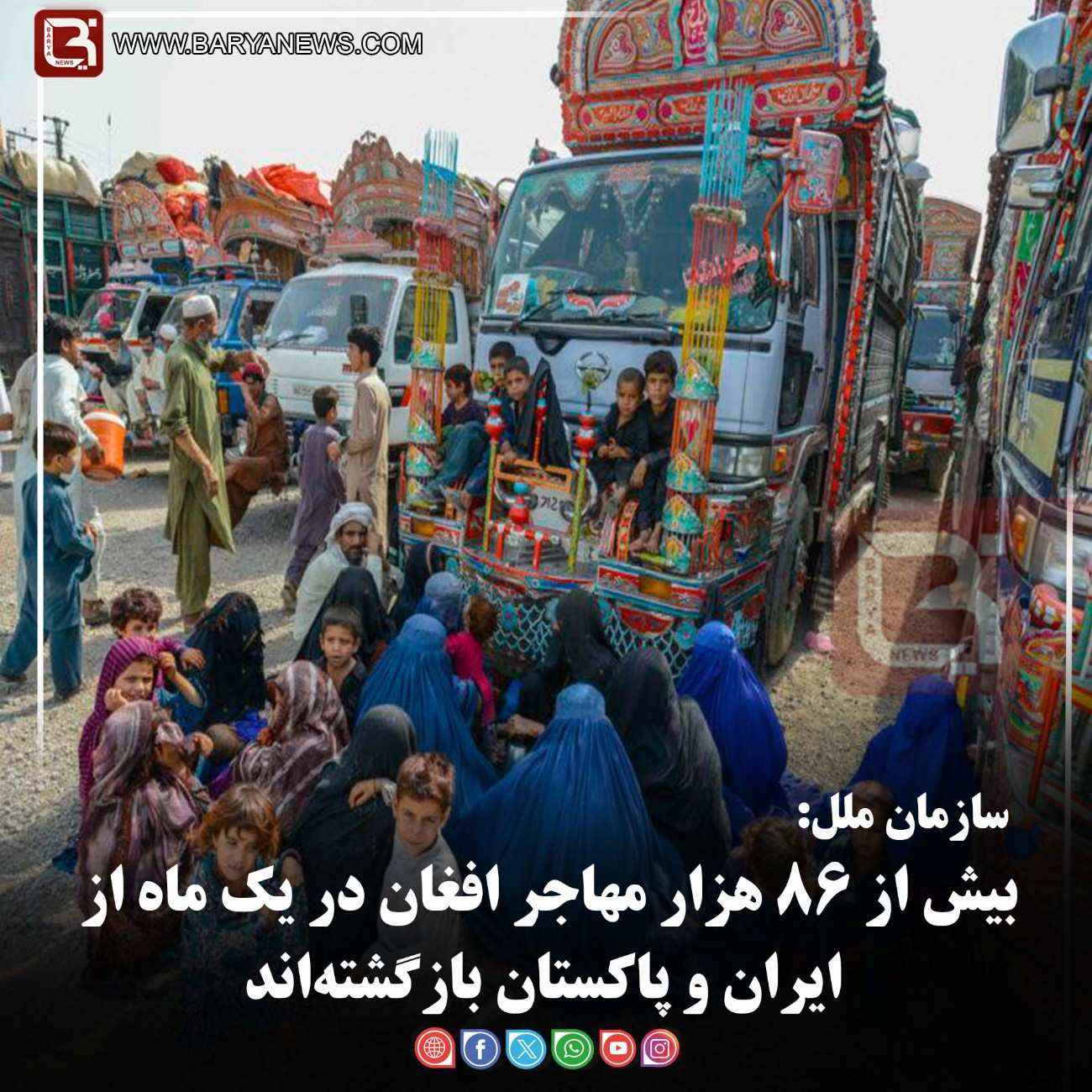 سازمان ملل:  بیش از ۸۶ هزار مهاجر افغان در یک ماه از ایران و پاکستان بازگشته‌اند