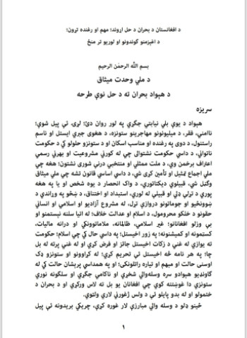 د هېواد د بحران د حل نوې طرحه؛ حزب اسلامي یې ملاتړ کوي، خو د پنځم بند په اړه ملاحظه لري:
