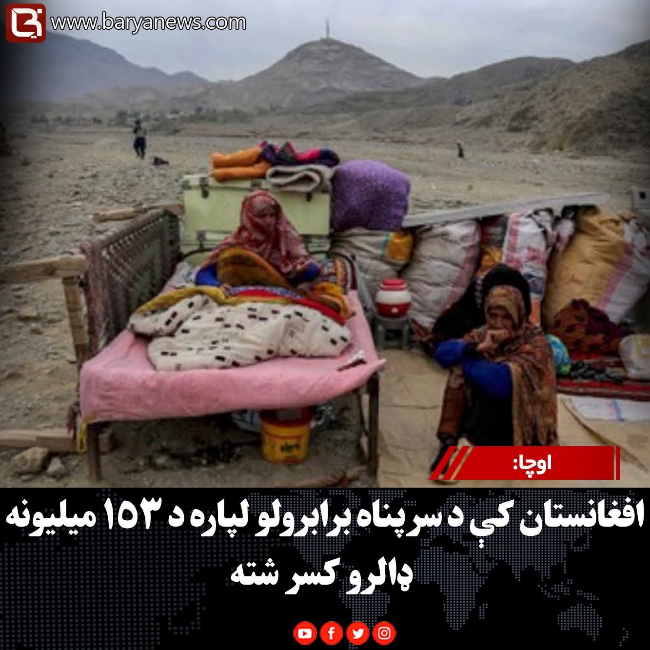 اوچا: افغانستان کې د سرپناه برابرولو لپاره د ۱۵۳ میلیونه ډالرو کسر شته