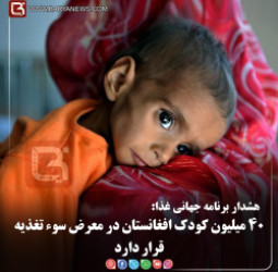 هشدار برنامه جهانی غذا:   ۴۰ میلیون کودک افغانستان در معرض سوء تغذیه قرار دارد