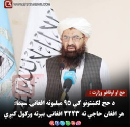 حج او اوقافو وزارت : د حج لګښتونو کې ۹۵ میلیونه افغانۍ سپما؛ هر افغان حاجي ته ۳۲۲۳ افغانۍ بېرته ورکول کېږي
