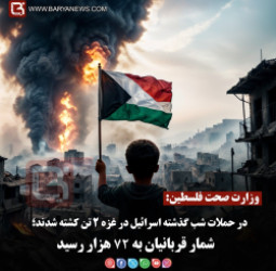 وزارت صحت فلسطین:  در حملات شب گذشته اسرائیل در غزه ۲ تن کشته شدند؛   شمار قربانیان به ۷۲ هزار رسید