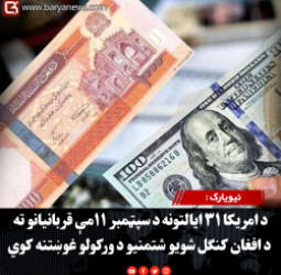 نيويارک : د امریکا ۳۱ ایالتونه د سپټمبر ۱۱مې قربانیانو ته د افغان کنګل شویو شتمنیو د ورکولو غوښتنه کوي