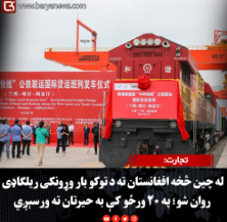 تجارت: له چین څخه افغانستان ته د توکو بار وړونکی ریلګاډی روان شو؛ په ۲۰ ورځو کې به حیرتان ته ورسېږي
